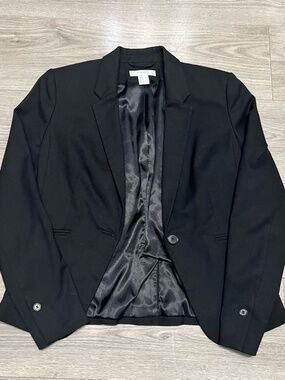 H&M Women's Black Blazer Jacket Single Button Tailored Office Formal Size US 8